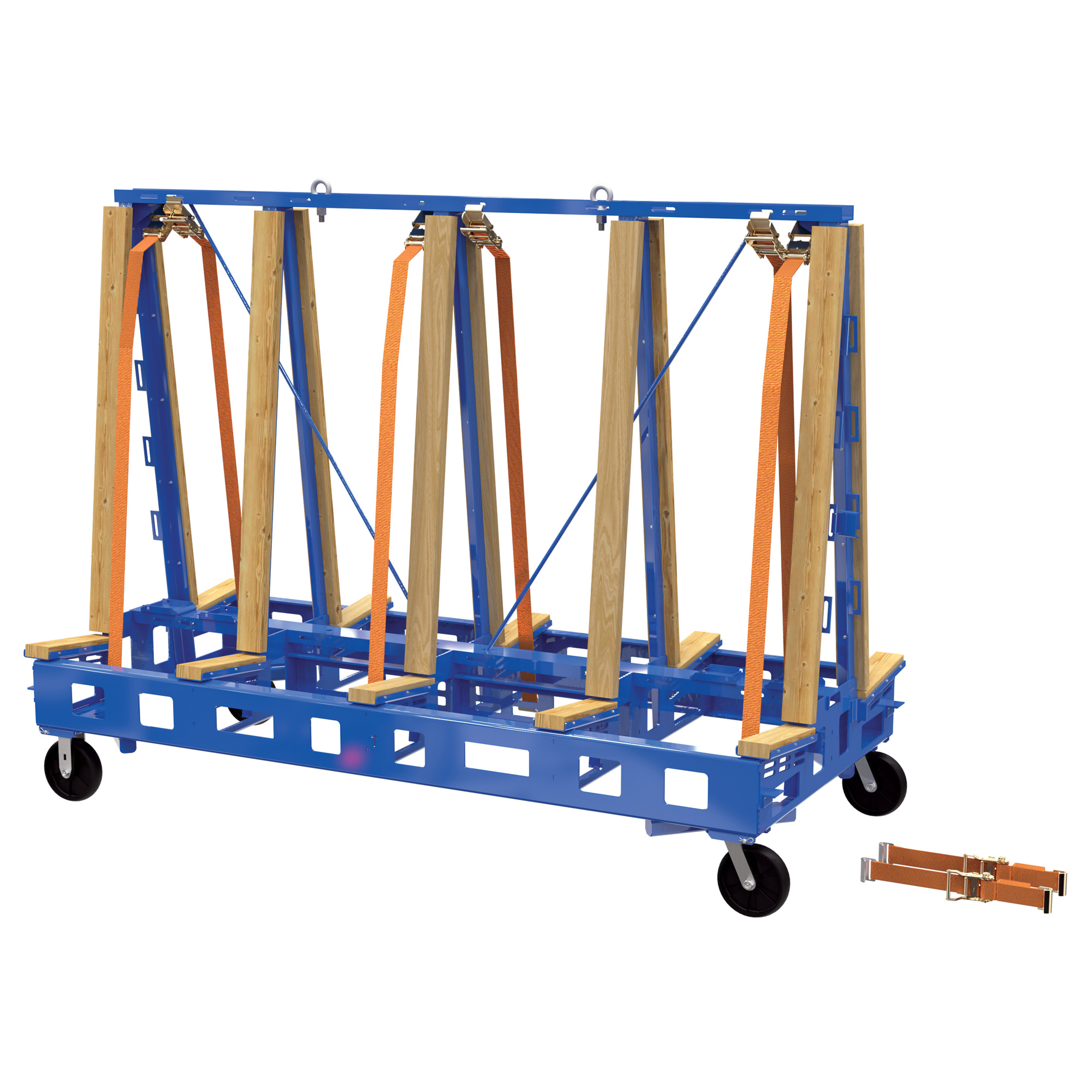 Vestil Steel/Wood Slab Transport Rack with Casters 97 In. x 64 In. 4,000 Lb. Capacity Blue